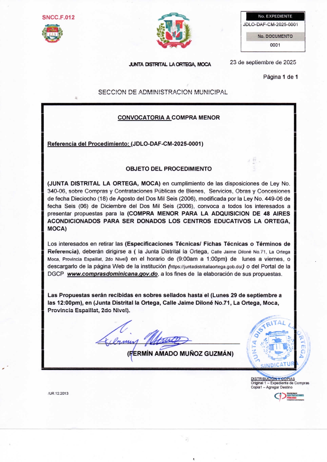 COMPARACION DE PRECIOS JDLO-CCC-CP-2025-0002 LA ORTEGA, MOCA